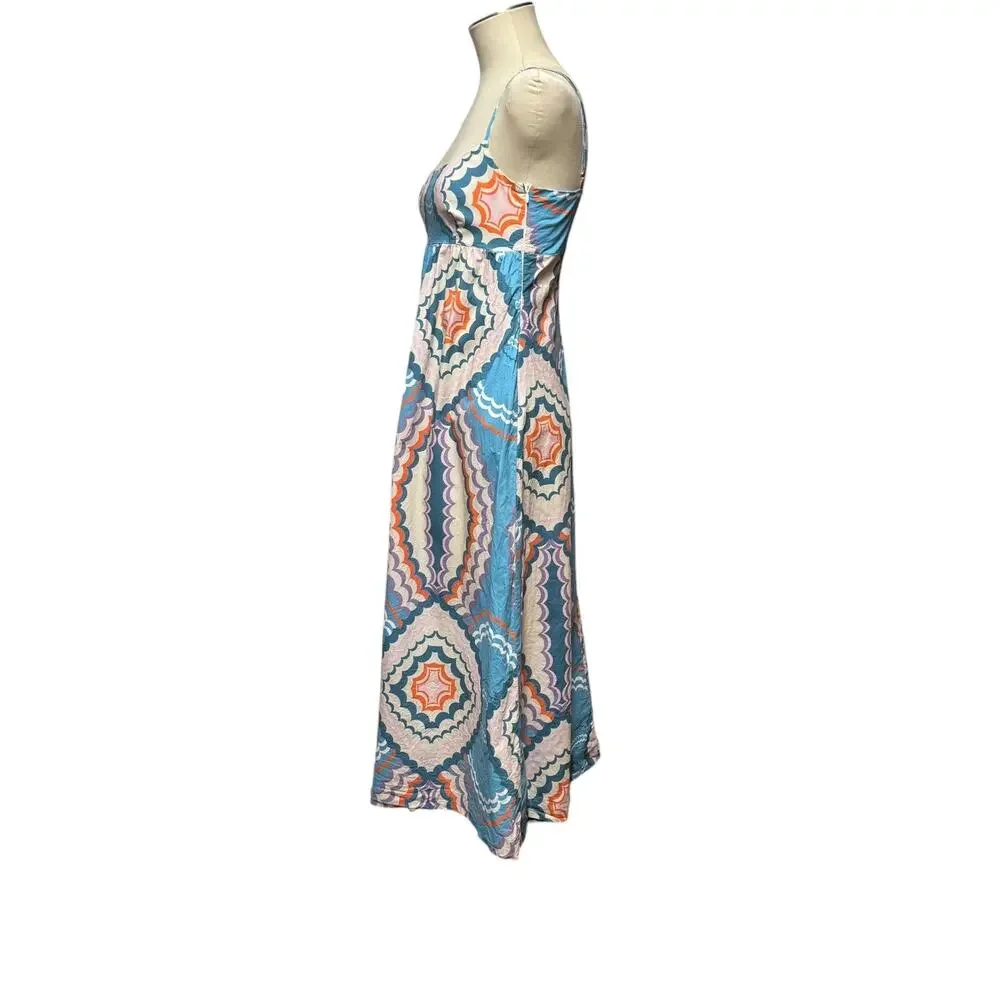Never on Sunday Midi Sundress Blue Purple Orange Small